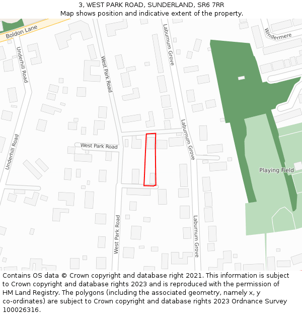 3, WEST PARK ROAD, SUNDERLAND, SR6 7RR: Location map and indicative extent of plot