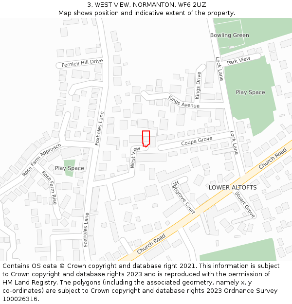 3, WEST VIEW, NORMANTON, WF6 2UZ: Location map and indicative extent of plot