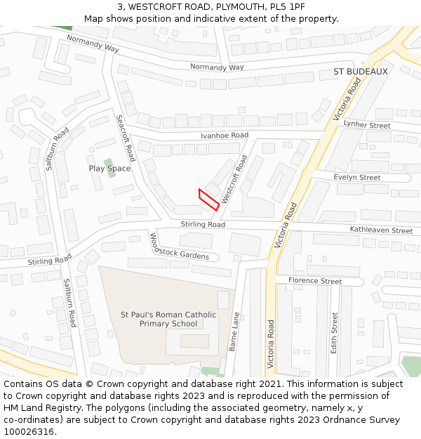 3, WESTCROFT ROAD, PLYMOUTH, PL5 1PF: Location map and indicative extent of plot