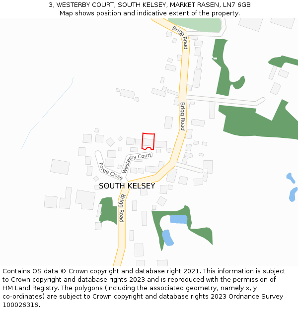 3, WESTERBY COURT, SOUTH KELSEY, MARKET RASEN, LN7 6GB: Location map and indicative extent of plot