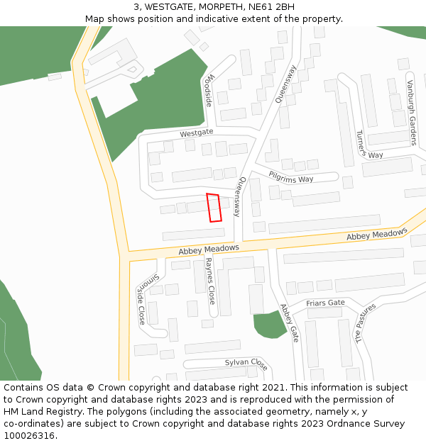 3, WESTGATE, MORPETH, NE61 2BH: Location map and indicative extent of plot