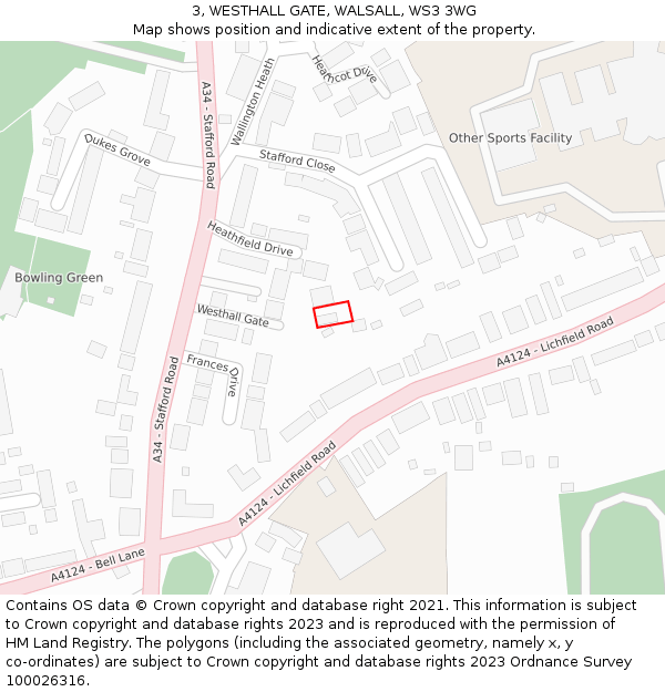 3, WESTHALL GATE, WALSALL, WS3 3WG: Location map and indicative extent of plot