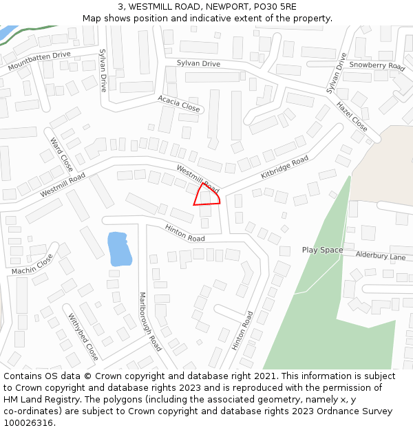 3, WESTMILL ROAD, NEWPORT, PO30 5RE: Location map and indicative extent of plot