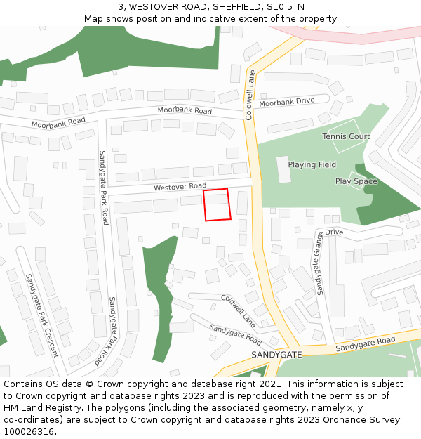 3, WESTOVER ROAD, SHEFFIELD, S10 5TN: Location map and indicative extent of plot