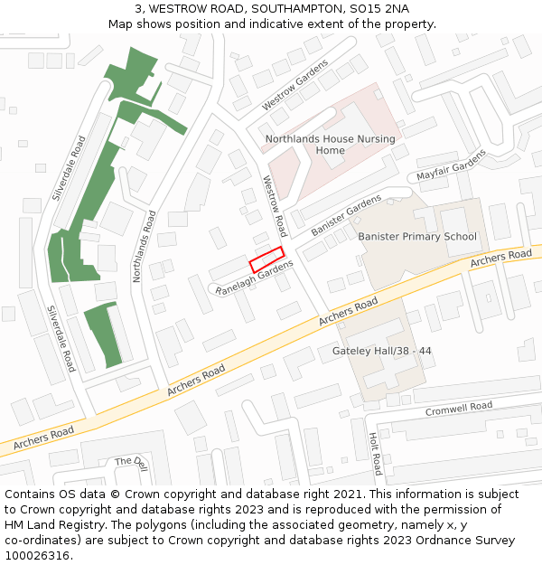 3, WESTROW ROAD, SOUTHAMPTON, SO15 2NA: Location map and indicative extent of plot