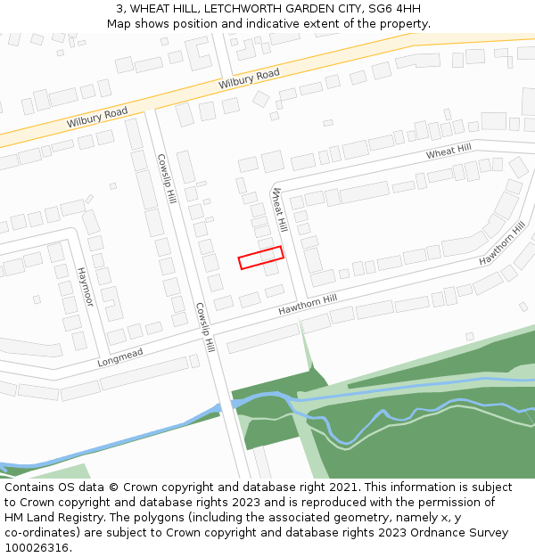 3, WHEAT HILL, LETCHWORTH GARDEN CITY, SG6 4HH: Location map and indicative extent of plot