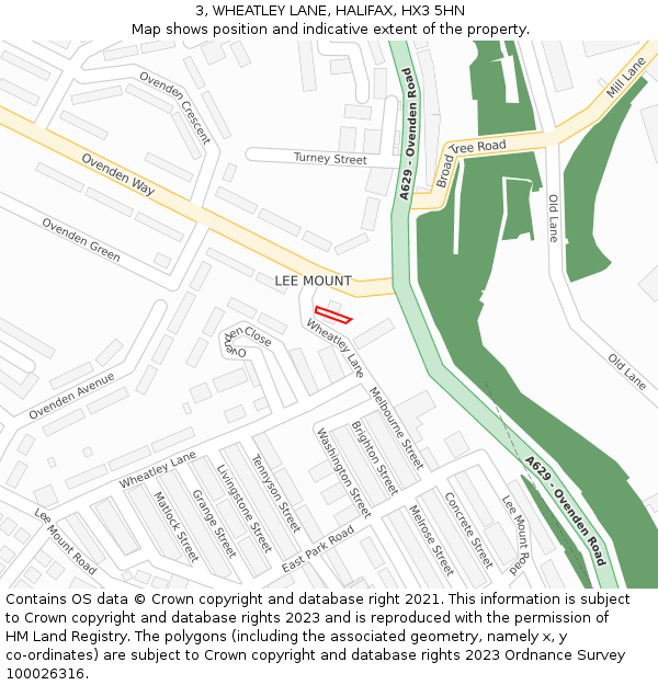 3, WHEATLEY LANE, HALIFAX, HX3 5HN: Location map and indicative extent of plot