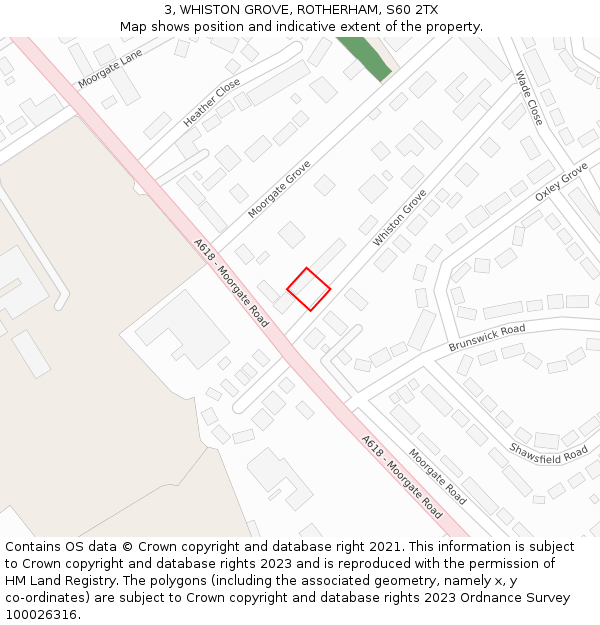 3, WHISTON GROVE, ROTHERHAM, S60 2TX: Location map and indicative extent of plot