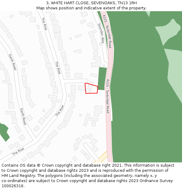 3, WHITE HART CLOSE, SEVENOAKS, TN13 1RH: Location map and indicative extent of plot