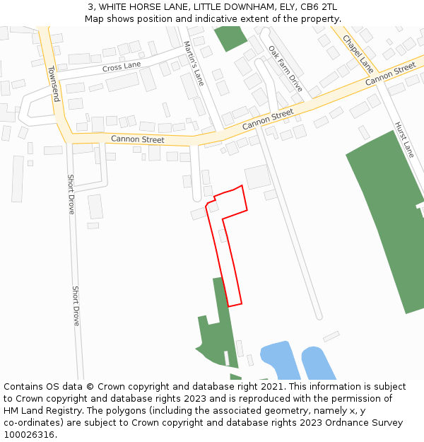 3, WHITE HORSE LANE, LITTLE DOWNHAM, ELY, CB6 2TL: Location map and indicative extent of plot