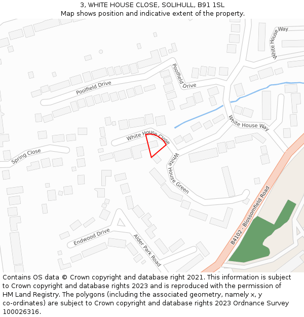 3, WHITE HOUSE CLOSE, SOLIHULL, B91 1SL: Location map and indicative extent of plot