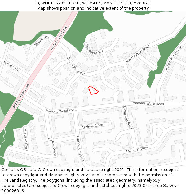 3, WHITE LADY CLOSE, WORSLEY, MANCHESTER, M28 0YE: Location map and indicative extent of plot