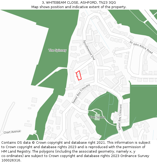 3, WHITEBEAM CLOSE, ASHFORD, TN23 3QG: Location map and indicative extent of plot
