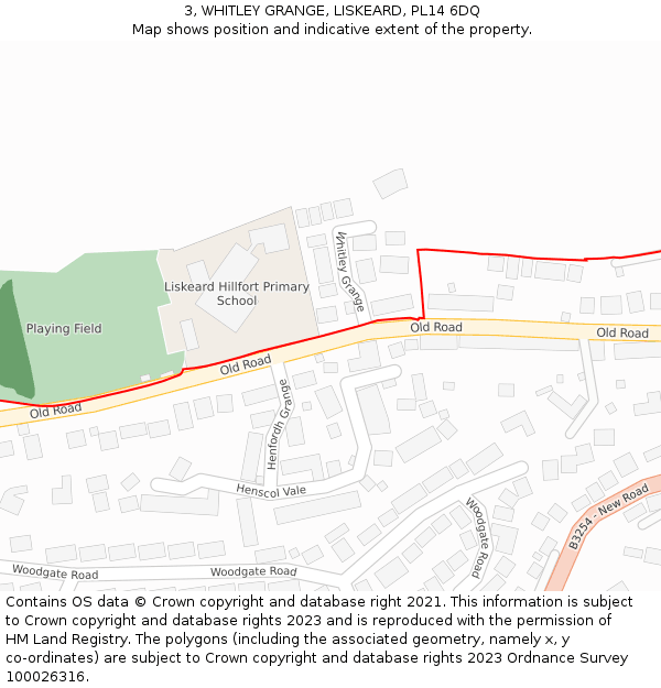 3, WHITLEY GRANGE, LISKEARD, PL14 6DQ: Location map and indicative extent of plot