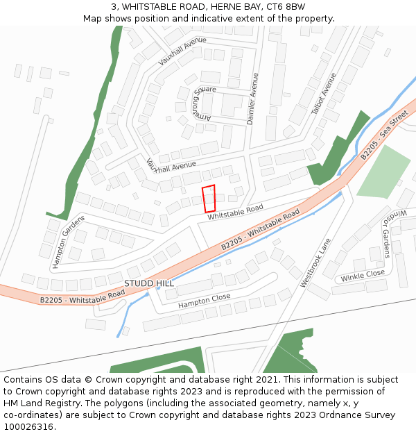 3, WHITSTABLE ROAD, HERNE BAY, CT6 8BW: Location map and indicative extent of plot