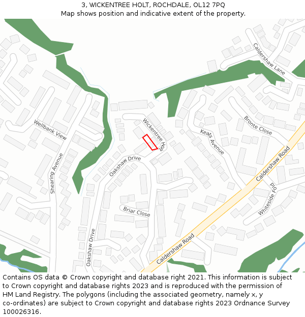 3, WICKENTREE HOLT, ROCHDALE, OL12 7PQ: Location map and indicative extent of plot