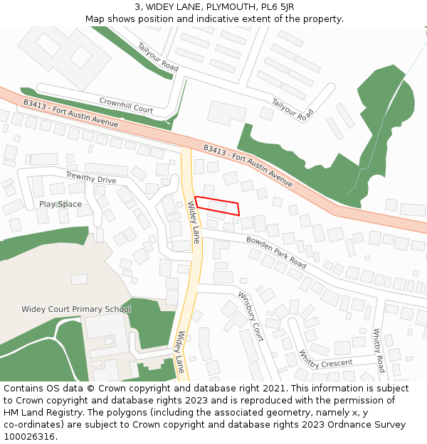 3, WIDEY LANE, PLYMOUTH, PL6 5JR: Location map and indicative extent of plot