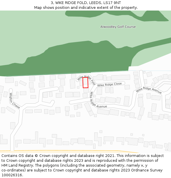 3, WIKE RIDGE FOLD, LEEDS, LS17 9NT: Location map and indicative extent of plot