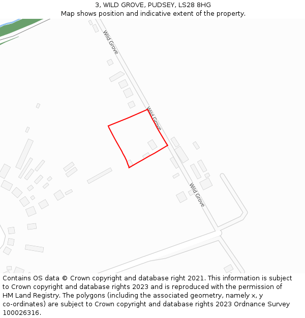 3, WILD GROVE, PUDSEY, LS28 8HG: Location map and indicative extent of plot