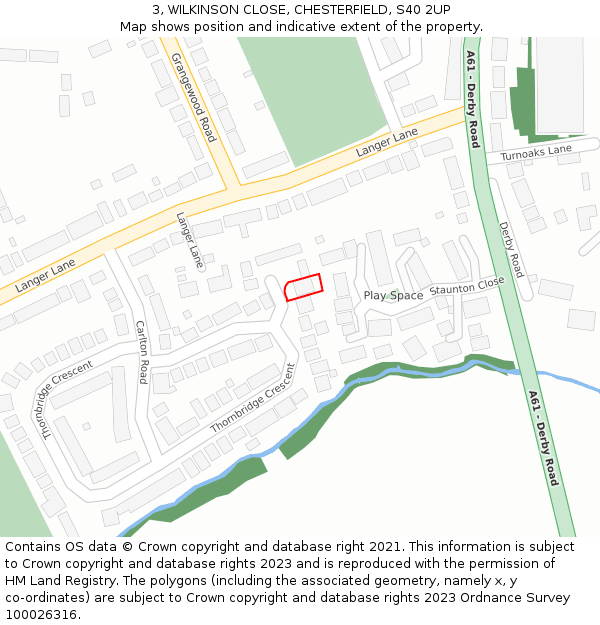 3, WILKINSON CLOSE, CHESTERFIELD, S40 2UP: Location map and indicative extent of plot