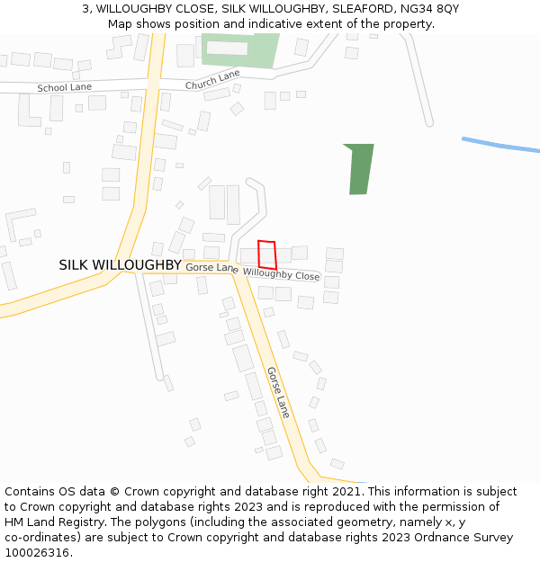 3, WILLOUGHBY CLOSE, SILK WILLOUGHBY, SLEAFORD, NG34 8QY: Location map and indicative extent of plot