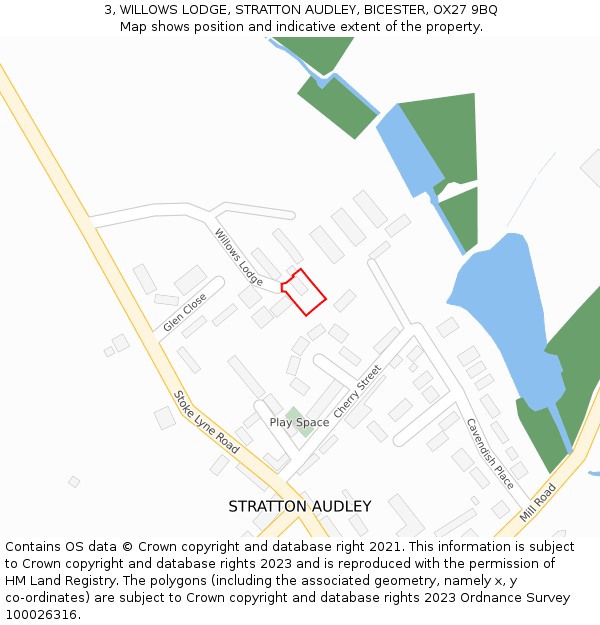 3, WILLOWS LODGE, STRATTON AUDLEY, BICESTER, OX27 9BQ: Location map and indicative extent of plot