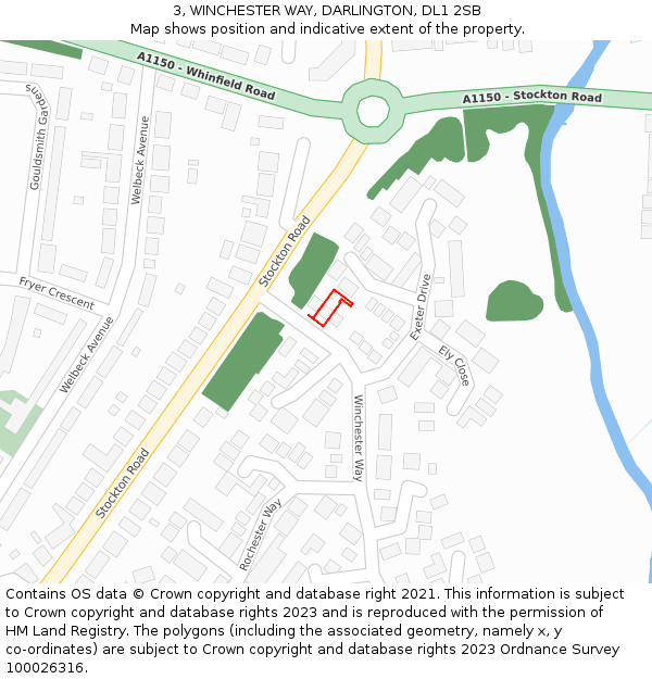 3, WINCHESTER WAY, DARLINGTON, DL1 2SB: Location map and indicative extent of plot