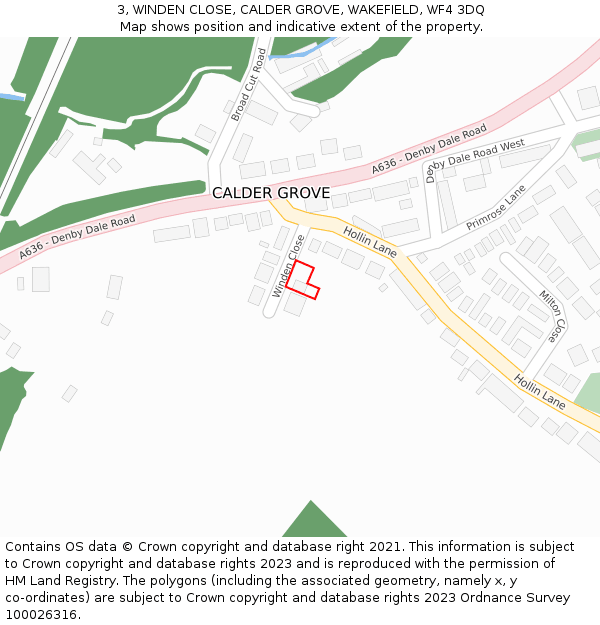 3, WINDEN CLOSE, CALDER GROVE, WAKEFIELD, WF4 3DQ: Location map and indicative extent of plot