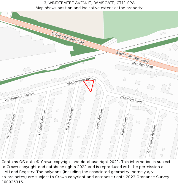 3, WINDERMERE AVENUE, RAMSGATE, CT11 0PA: Location map and indicative extent of plot