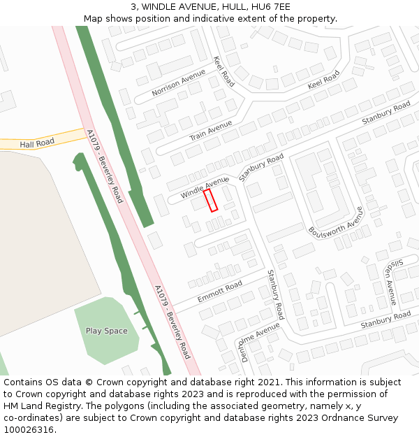 3, WINDLE AVENUE, HULL, HU6 7EE: Location map and indicative extent of plot