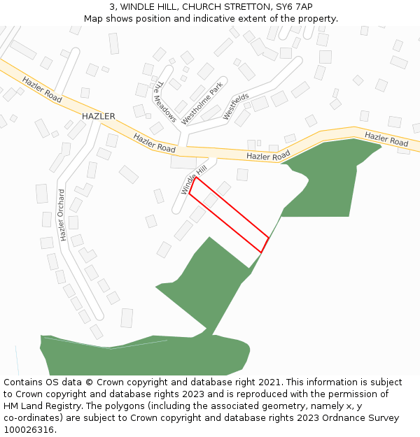 3, WINDLE HILL, CHURCH STRETTON, SY6 7AP: Location map and indicative extent of plot