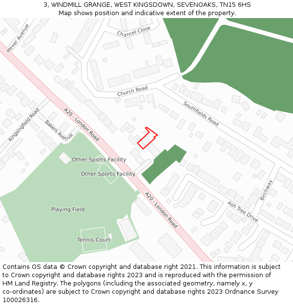 3, WINDMILL GRANGE, WEST KINGSDOWN, SEVENOAKS, TN15 6HS: Location map and indicative extent of plot