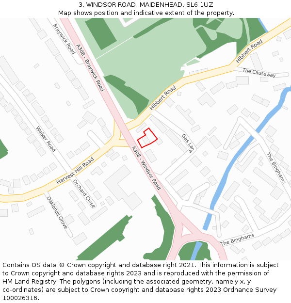 3, WINDSOR ROAD, MAIDENHEAD, SL6 1UZ: Location map and indicative extent of plot