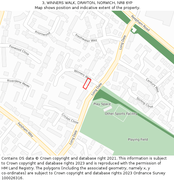 3, WINNERS WALK, DRAYTON, NORWICH, NR8 6YP: Location map and indicative extent of plot