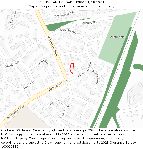 3, WINSTANLEY ROAD, NORWICH, NR7 0YH: Location map and indicative extent of plot