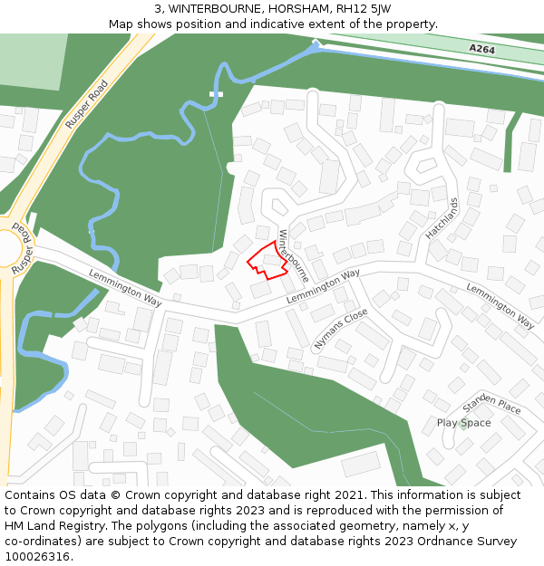 3, WINTERBOURNE, HORSHAM, RH12 5JW: Location map and indicative extent of plot