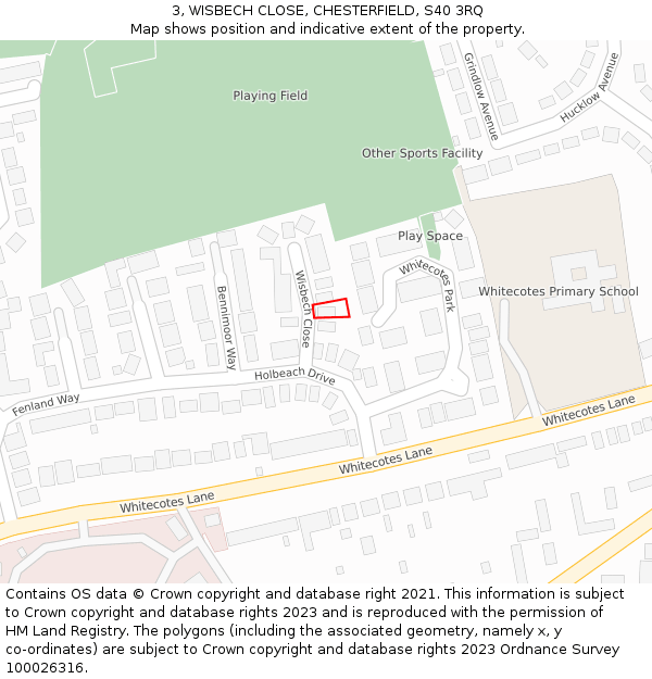 3, WISBECH CLOSE, CHESTERFIELD, S40 3RQ: Location map and indicative extent of plot