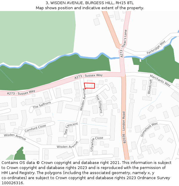 3, WISDEN AVENUE, BURGESS HILL, RH15 8TL: Location map and indicative extent of plot