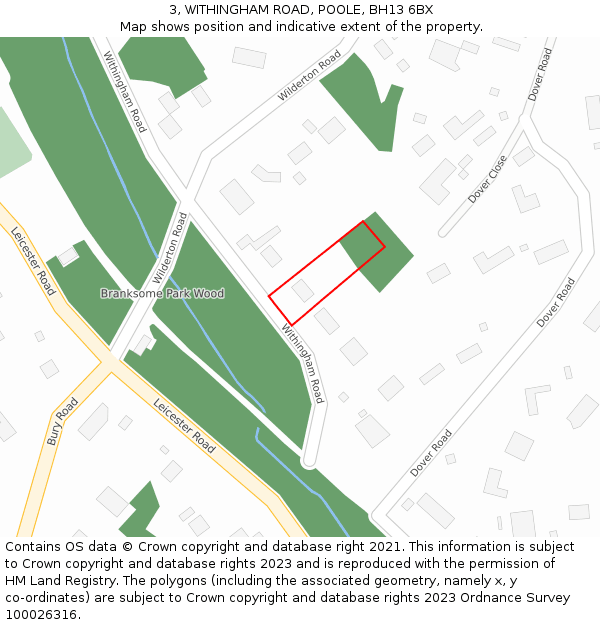 3, WITHINGHAM ROAD, POOLE, BH13 6BX: Location map and indicative extent of plot