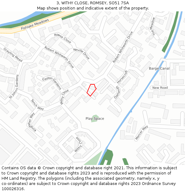 3, WITHY CLOSE, ROMSEY, SO51 7SA: Location map and indicative extent of plot
