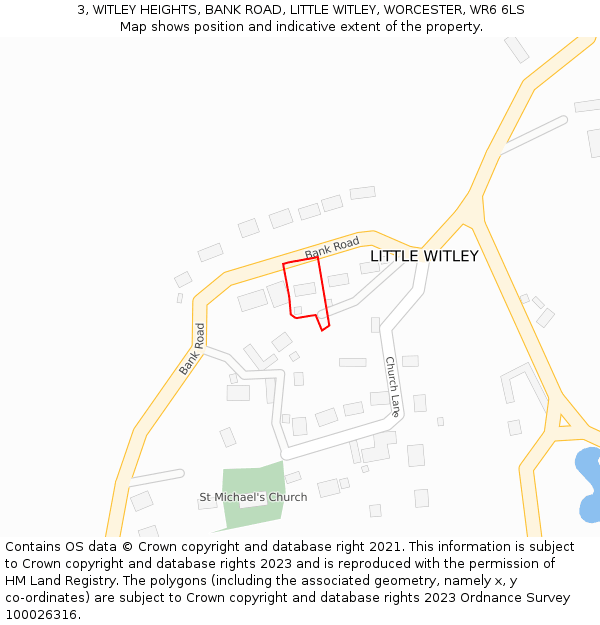 3, WITLEY HEIGHTS, BANK ROAD, LITTLE WITLEY, WORCESTER, WR6 6LS: Location map and indicative extent of plot