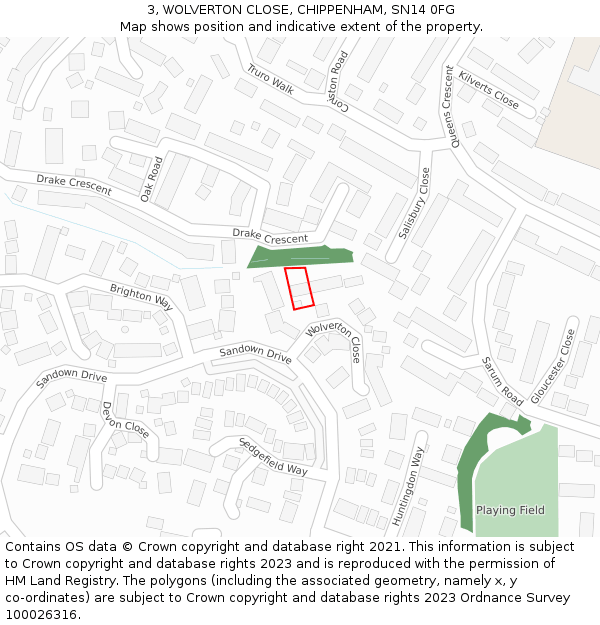 3, WOLVERTON CLOSE, CHIPPENHAM, SN14 0FG: Location map and indicative extent of plot