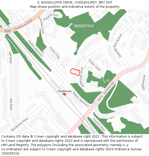 3, WOODCLYFFE DRIVE, CHISLEHURST, BR7 5NT: Location map and indicative extent of plot