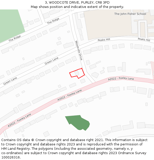 3, WOODCOTE DRIVE, PURLEY, CR8 3PD: Location map and indicative extent of plot