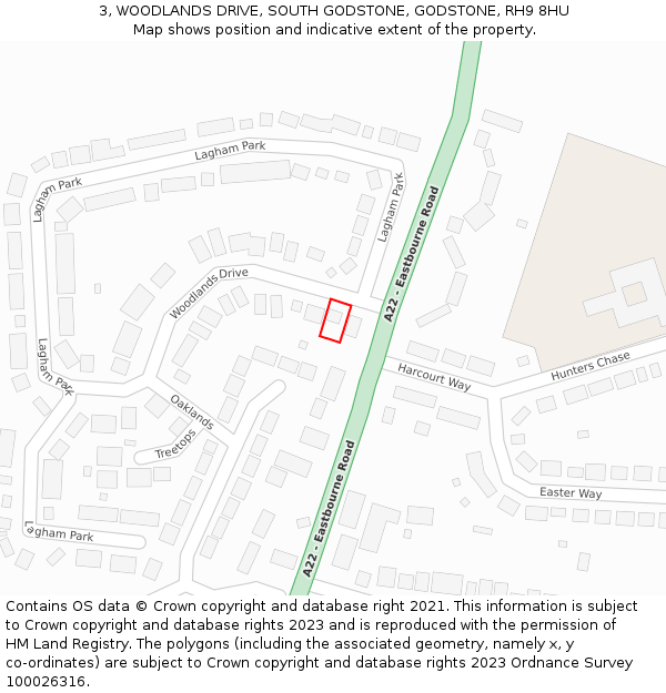 3, WOODLANDS DRIVE, SOUTH GODSTONE, GODSTONE, RH9 8HU: Location map and indicative extent of plot