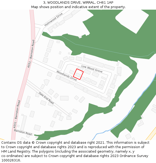 3, WOODLANDS DRIVE, WIRRAL, CH61 1AP: Location map and indicative extent of plot