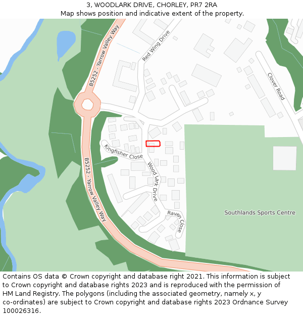 3, WOODLARK DRIVE, CHORLEY, PR7 2RA: Location map and indicative extent of plot