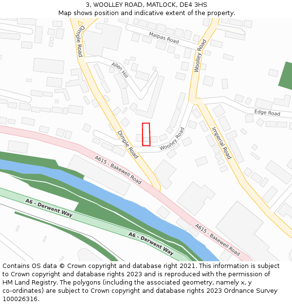 3, WOOLLEY ROAD, MATLOCK, DE4 3HS: Location map and indicative extent of plot