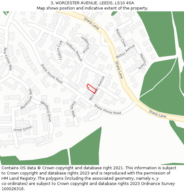 3, WORCESTER AVENUE, LEEDS, LS10 4SA: Location map and indicative extent of plot