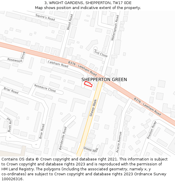 3, WRIGHT GARDENS, SHEPPERTON, TW17 0DE: Location map and indicative extent of plot